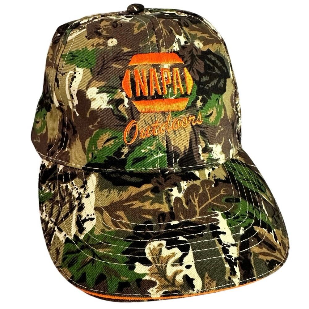 NAPA Outdoors Camo Orange Hat Embroidered Adjustable Cotton Baseball Cap Green